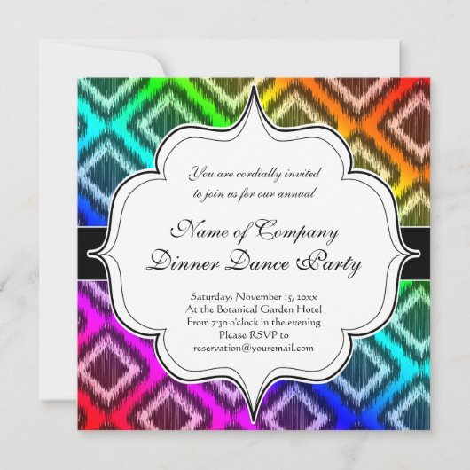 種族のイカットの虹のカラフルパターン 招待状 (正面)