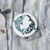 種族のイルカおよび鮫の入れ墨 缶バッジ (インサイチュ)