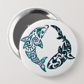 種族のイルカおよび鮫の入れ墨 缶バッジ (正面&裏面)