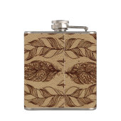 種族のオオカミおよび羽の革エンボスの効果 フラスク (裏面)