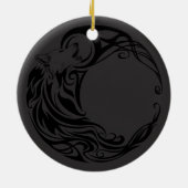 種族のオオカミ-影で覆われたモノグラム セラミックオーナメント (裏面)