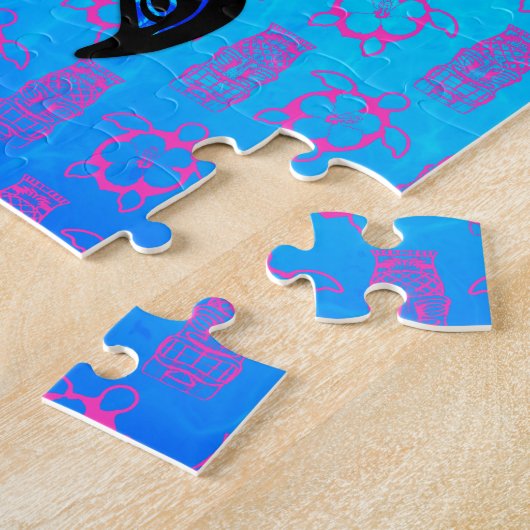 種族のカメのハイビスカス ジグソーパズル (側面)