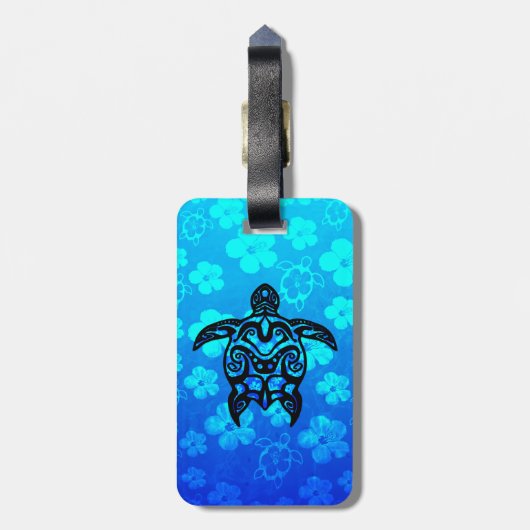 種族のカメのハイビスカス ラゲッジタグ (裏面縦)