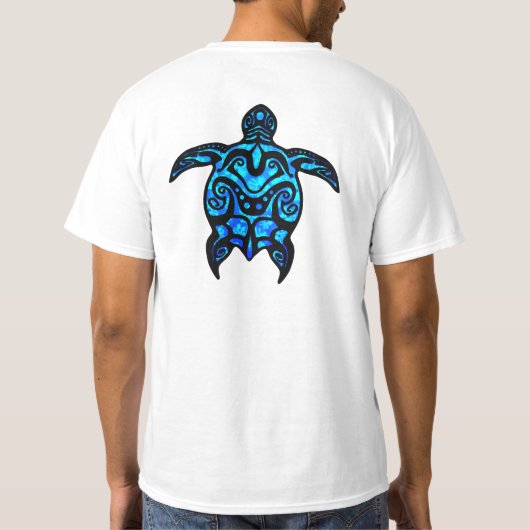 種族のカメのハイビスカス Tシャツ (裏面)
