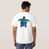 種族のカメのハイビスカス Tシャツ (裏面フル)