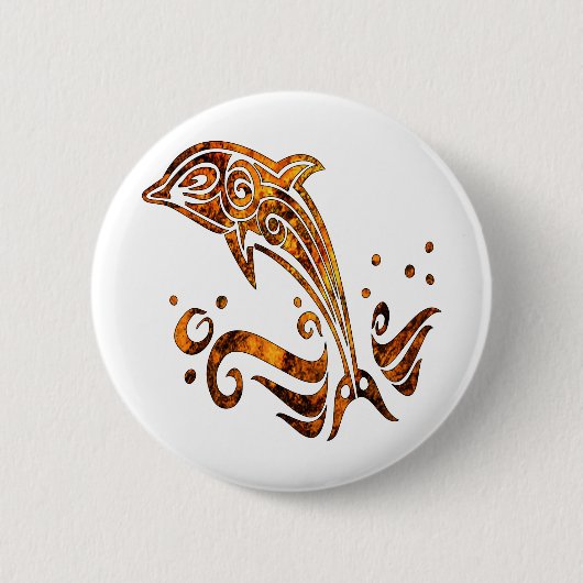 種族のグランジな入れ墨のイルカ 缶バッジ (正面)