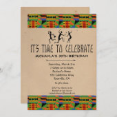 種族のサファリのパーティーはKenteの布のカスタムを誘います 招待状 (正面/裏面)