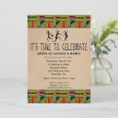 種族のサファリのベビーシャワーの招待- Kenteの布 招待状 (スタンド正面)