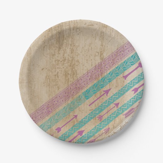 種族のシックな矢のぼろぼろのシックな紙皿の紫色 ペーパープレート (正面)