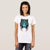 種族のトラの入れ墨の黒の青 Tシャツ (正面フル)