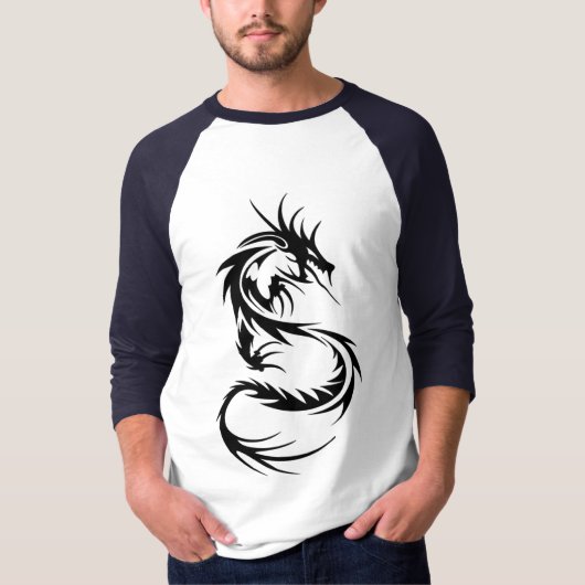 種族のドラゴン3/4の長袖のRaglanのTシャツ Tシャツ (正面)