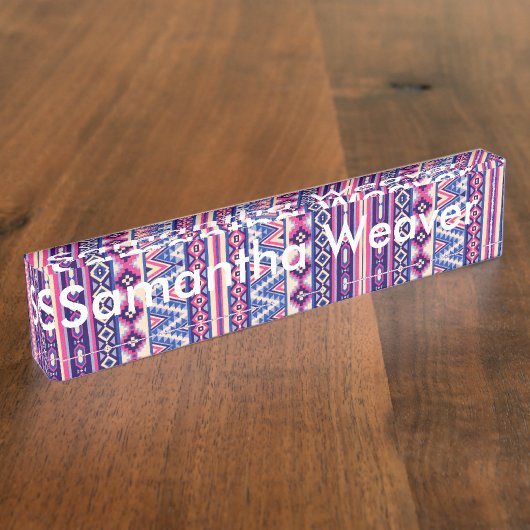 種族のネイティブアメリカンのアズテック人パターン デスクネームプレート (側面)