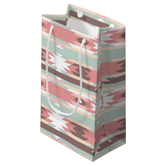 種族のピンクのダイヤモンドのストライプなギフトバッグ スモールペーパーバッグ (正面アングル)