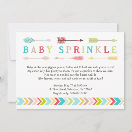 種族のベビーは中立性のシャワーの招待を振りかけます 招待状 (正面)