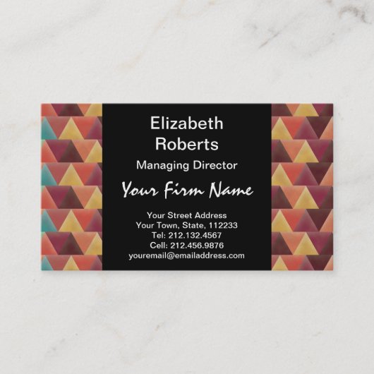 種族のレトロの幾何学的なパターン 名刺 (正面)