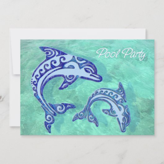種族の入れ墨のネズミイルカのデュオのプールを囲んでのパーティ 招待状 (正面)
