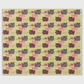 種族の動物園-ピンク + 緑(子供の包装紙) ラッピングペーパー (フラット)