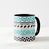 種族の幾何学的な黒および水のモダンのアズテック人 マグカップ (正面右)