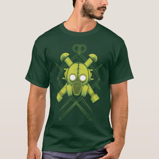 種族の戦闘の緑のgasmask tシャツ (正面)