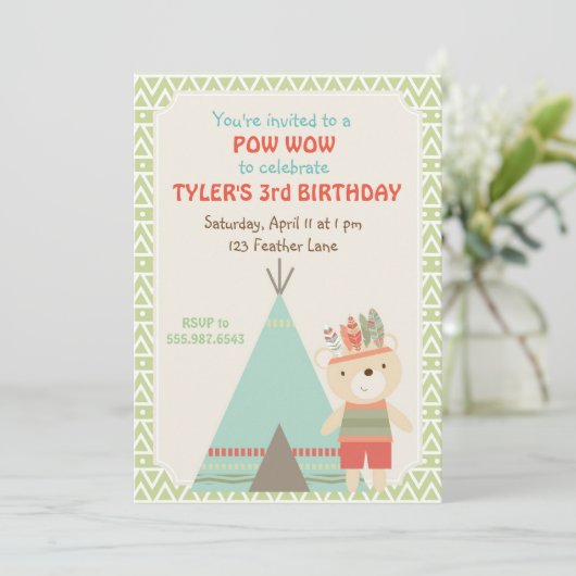 種族の捕虜のワウくまの誕生日の招待状 招待状 (スタンド正面)