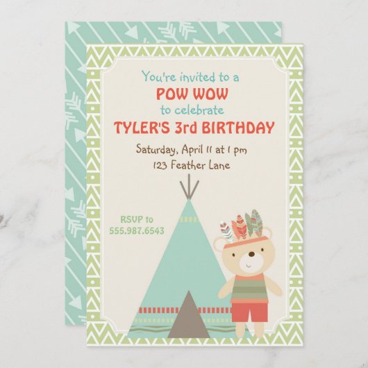 種族の捕虜のワウくまの誕生日の招待状 招待状 (正面/裏面)