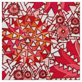 種族の曼荼羅のプリント、赤と白珊瑚 ファブリック (クローズアップ)