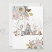 種族の森林動物のベビーシャワーの女の赤ちゃん 招待状 (裏面)