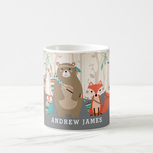 種族の森林動物の野生の1つの第1誕生日プレゼント コーヒーマグカップ (中央)