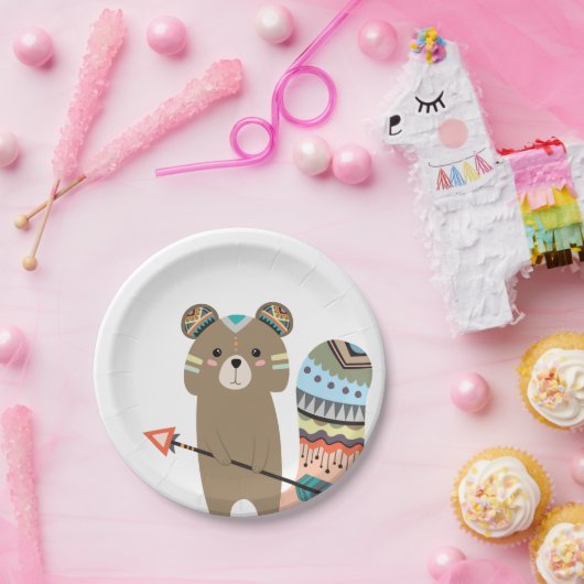 種族の森林森林誕生日のBohoのベビーのリス ペーパープレート (パーティー)