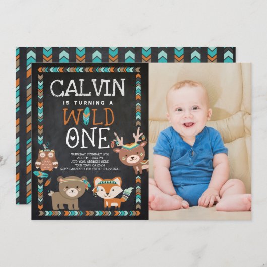 種族の森林、野生の1、第1誕生日 招待状 (正面/裏面)