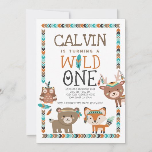 種族の森林、野生の1、第1誕生日 招待状 (正面)