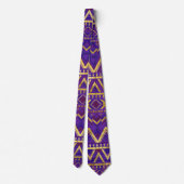 種族の民族のBohoパターン金ゴールドおよび紫色 ネクタイ (裏面)
