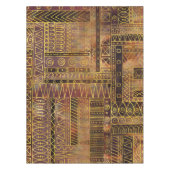 種族の民族のBohoパターン金ゴールドおよび茶色 テーブルクロス (正面)