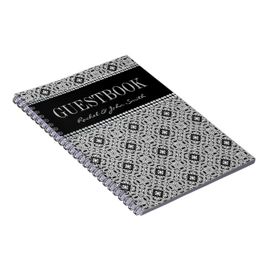 種族の白黒のデザインのゲストブックのノート ノートブック (右側)