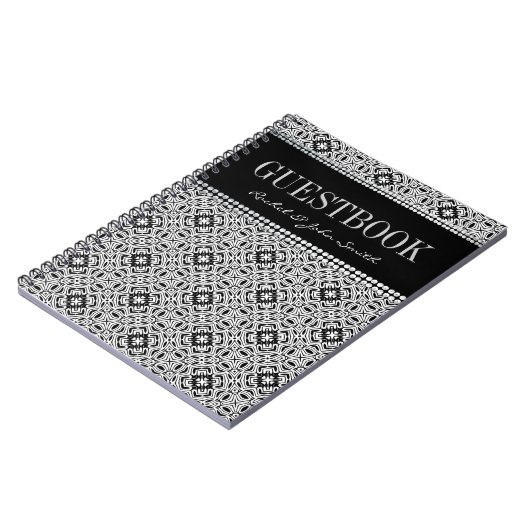 種族の白黒のデザインのゲストブックのノート ノートブック (左側)