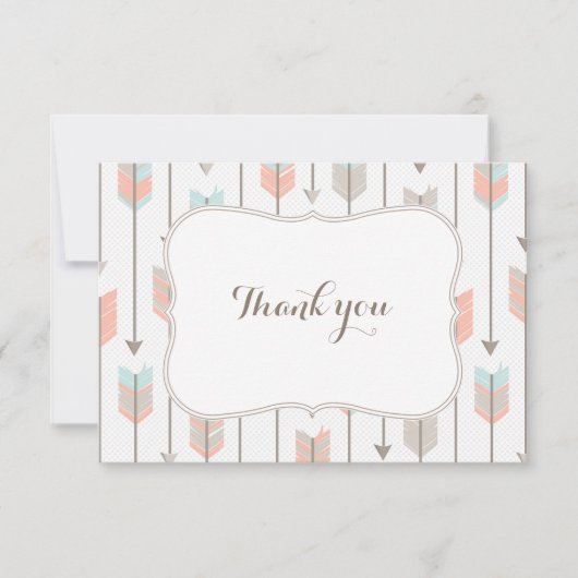 種族の矢のベビーシャワーの平らなサンキューカード サンキューカード (正面)