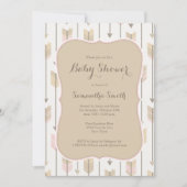 種族の矢のベビーシャワーの赤面のピンクおよびタン 招待状 (正面)