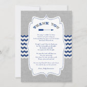 種族の矢のベビーシャワーはノート感謝していしています + 詩 サンキューカード (正面)