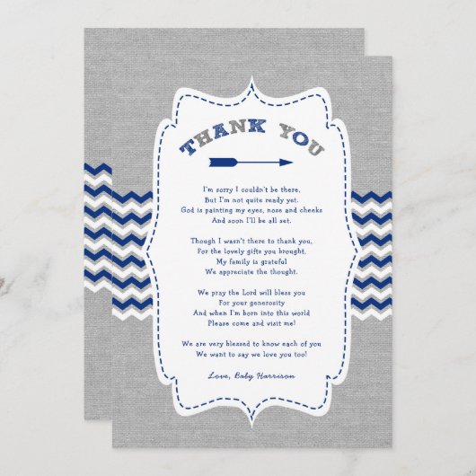 種族の矢のベビーシャワーはノート感謝していしています + 詩 サンキューカード (正面/裏面)