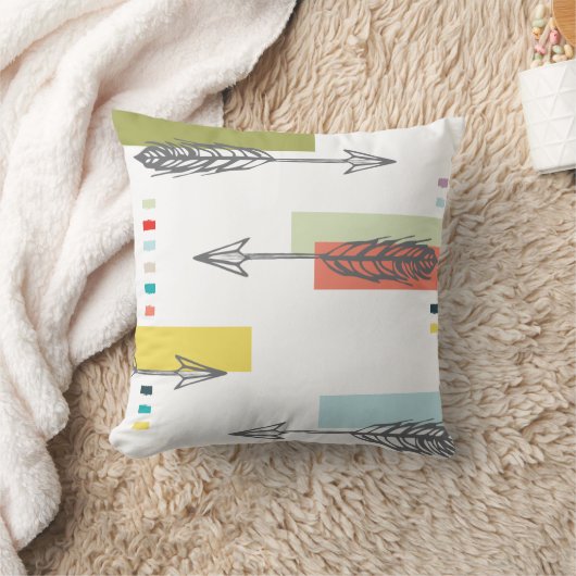 種族の矢の幾何学的な近代美術のカラフル クッション (ブランケット)
