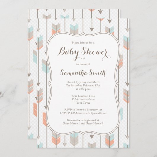 種族の矢の男の子のベビーシャワーの招待状 招待状 (正面/裏面)