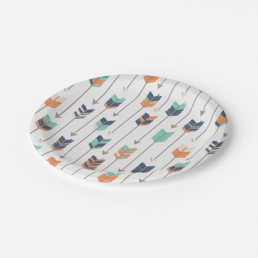 種族の矢の青いオレンジ緑書のプレート ペーパープレート (アングル)