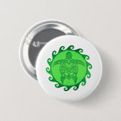種族の緑のウミガメ 缶バッジ (正面&裏面)