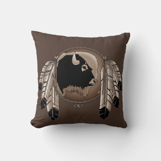 種族の野性生物の枕天然芸術のバッファローの枕 クッション (正面)