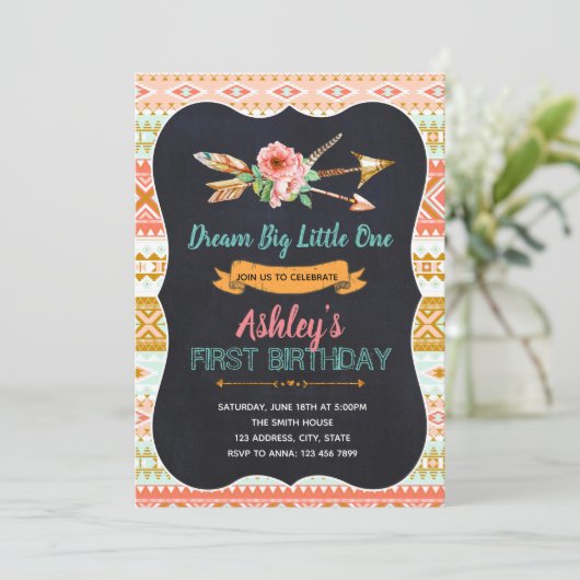 種族の野生の1匹の最初誕生日の招待状 招待状 (スタンド正面)