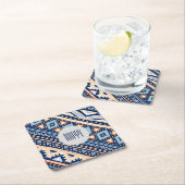種族の青いレトロの民族のヴィンテージパターンコースター スクエアペーパーコースター (インサイチュ)