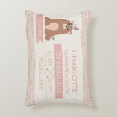 種族のBohoのテディー・ベアの誕生の発表のクッション アクセントクッション (正面(垂直))