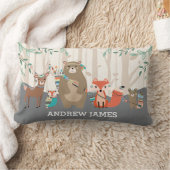 種族動物の男の子の子供部屋部屋の森林森林 ランバークッション (ブランケット)