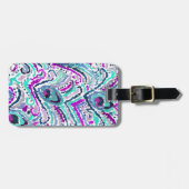 種族孔雀の羽の水彩画Boho ラゲッジタグ (正面横)