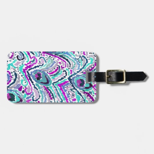 種族孔雀の羽の水彩画Boho ラゲッジタグ